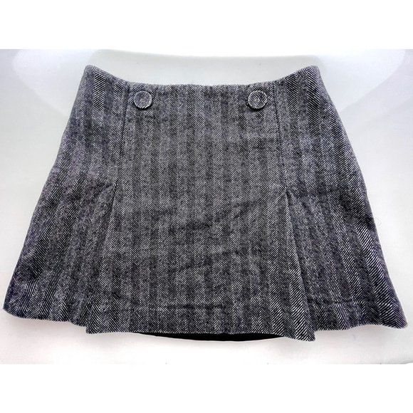Slflelou Hw Mini Skirt Dark Grey Detail Herringbone